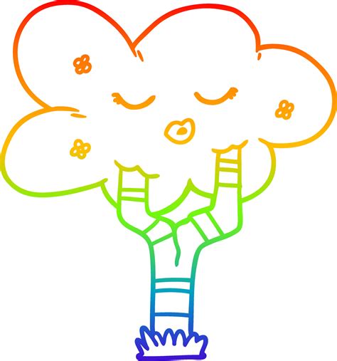 rainbow gradient line drawing cartoon tree with face 10614074 Vector Art at Vecteezy