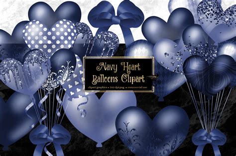 Navy Blue Heart Balloons Clipart