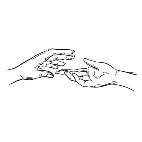 Two Reaching Hand Drawing Clipart