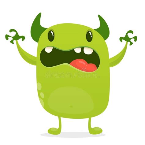 Angry Cartoon Green Monster. Big Collection of Cute Monsters for Halloween Stock Vector ...