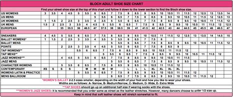 Bloch Ballet Shoes Size Chart | amulette