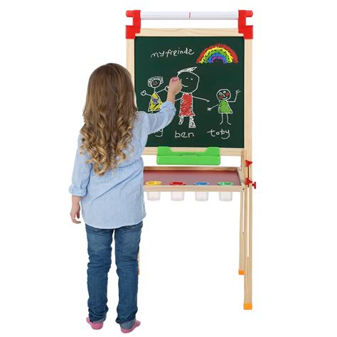 GoDecor Kids Wooden Adjustable Easel, Children Art Easel for Boys Girls Painting Drawing ...