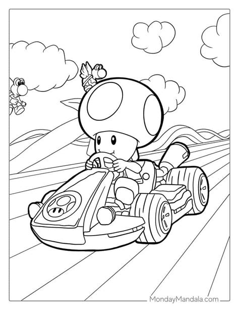 Toad Mario Kart Coloring Pages