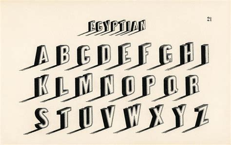 Egyptian style calligraphy fonts from Draughtsmans Alphabets by Hermann Esser - 1845-1908 ...