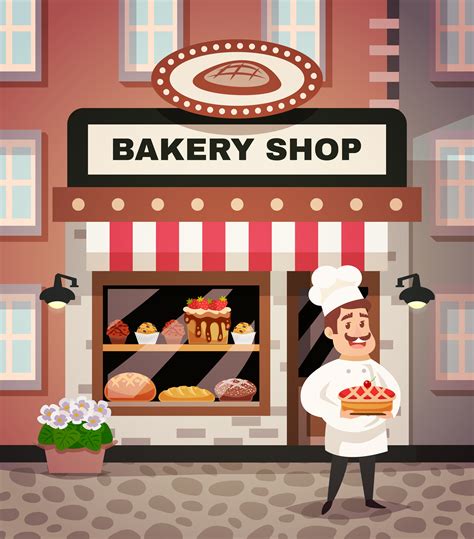 Bakery Shop Cartoon Illustration 480654 Vector Art at Vecteezy