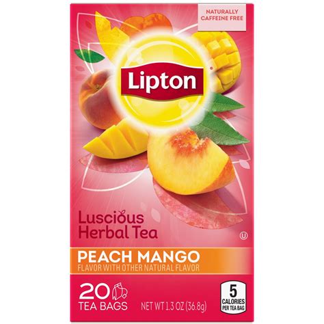 Lipton Peach Mango Herbal Tea, Tea Bags, 20 Ct - Walmart.com - Walmart.com