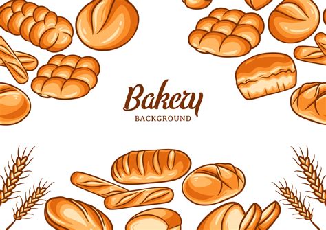 Bakery background with colorful bread vector illustration 6050466 ...