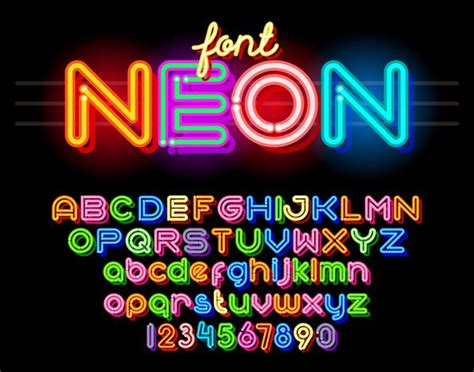 Neon font colorful vector | Neon, Lettering alphabet fonts, Graffiti lettering fonts