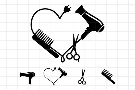 Hairdresser logo SVG comb, hair dryer and scissors (694054)