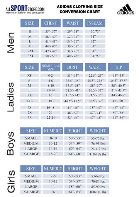 Adidas Mens Size Chart - Greenbushfarm.com