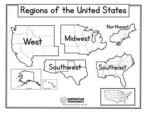 Printable Map Of The Usa By Regions