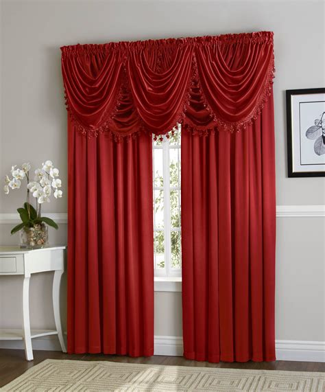 Hyatt Window Curtain & Fringed Valance Complete 9 Piece Window Treatment Set - Red - Walmart.com