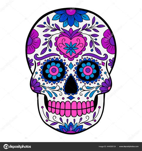 Day Dead Colorful Skull Floral Ornament Colorful Mexican Sugar Skull Stock Vector by ©Insh1na ...