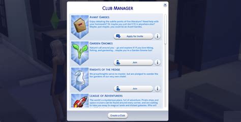 The Sims 4 Get Together - List of Clubs and Requirements