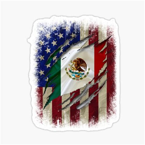 "Proud Mexican American - American Flag with the Mexican Flag inside show Mexican roots" Sticker ...