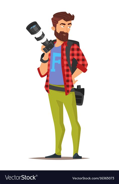 Cartoon style character photographer Royalty Free Vector