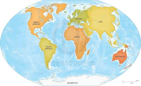 Vector Map of World Bathymetry Continents | One Stop Map