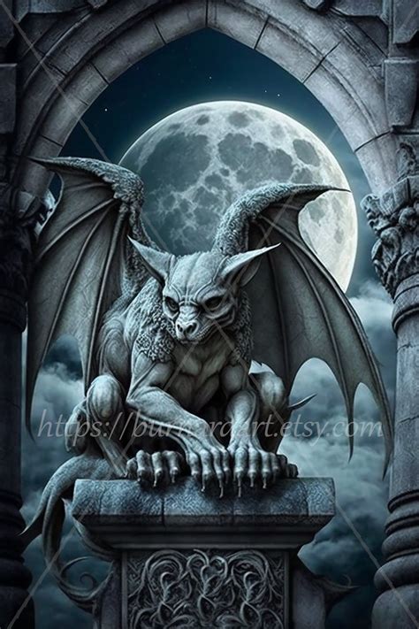 Gothic Fantasy Art, Fantasy Art Women, Gargoyle Tattoo, Gothic Gargoyles, Gothic Pictures, Dark ...