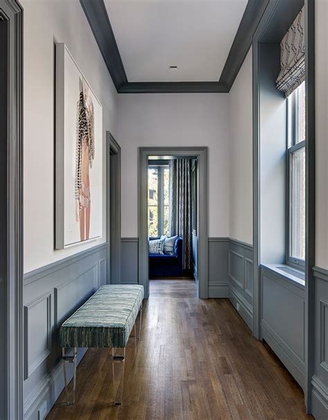 Slate Blue Millwork and Trim in the Hallway