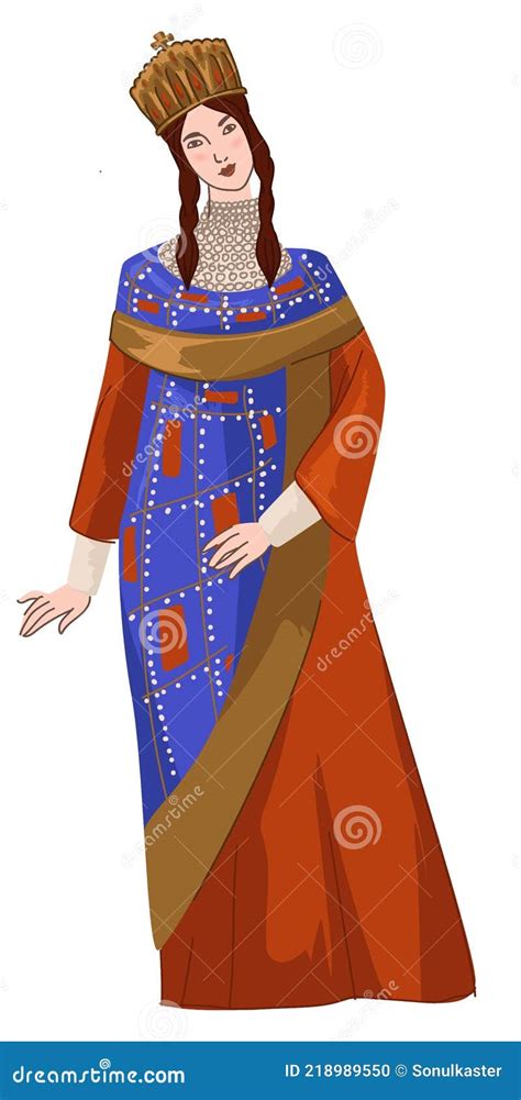 Byzantine Woman Wearing Traditional Clothes Dress Stock Vector ...