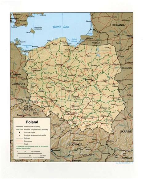 Poland Physical Map 1997 | Gifex