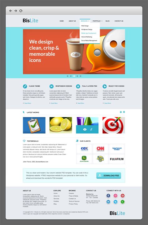 BisLite: Business Website PSD Templates - GraphicsFuel