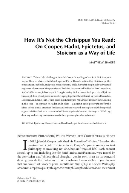 (PDF) Epictetus vs Cooper: Stoicism as a Way of Life