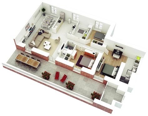 3d Small House Plans Trends With 3 Bedroom Houseplan Floorplan | Images ...