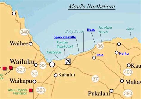 Maui's Northshore Map : North Shore Vacation Rentals : MauiVacationAdvisors.com