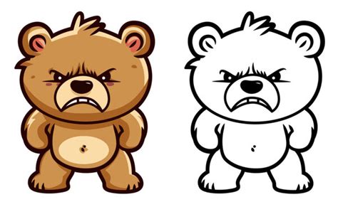 Angry Bear Face Cartoon