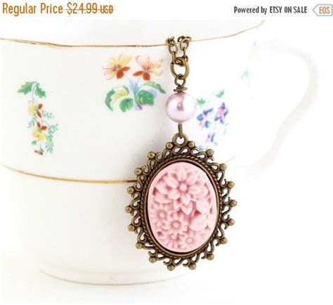 Sale Pink Cameo Necklace Cameo Pendant Baby by JacarandaDesigns