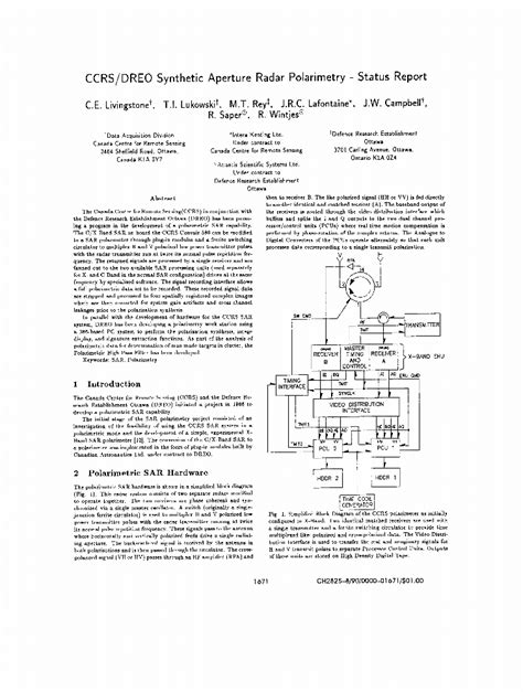 Ccrs/dreo Synthetic Aperture Radar Polarimetry - Status Report | IEEE Conference Publication ...