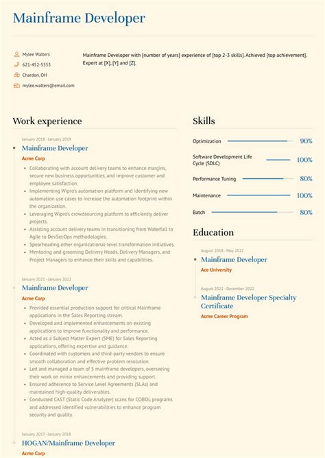 Mainframe Developer Resume Examples and Templates