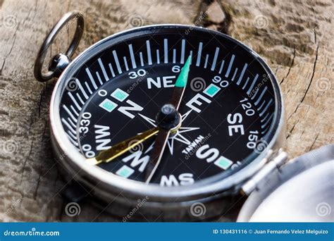 Explorer`s Magnetic Compass Showing the True Magnetic North Stock Photo - Image of chart ...