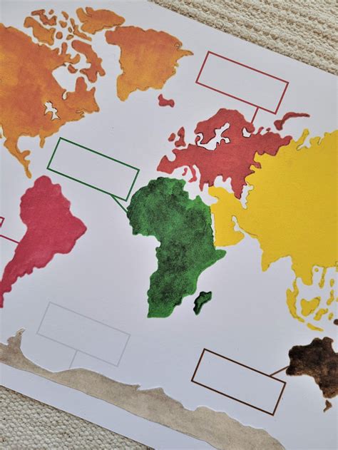 Montessori 7 Continents 3 Part Cards and World Map Chart - Etsy