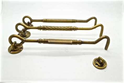 8.25" brass cabin door hook: non lacquered solid brass door hook for indoor or outdoor use