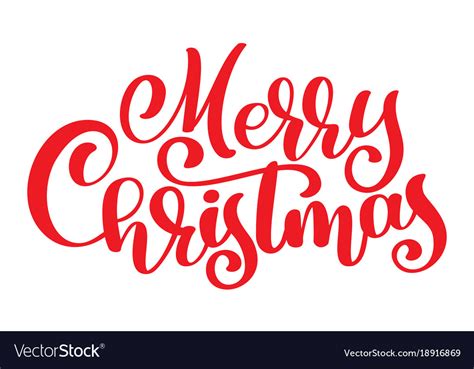 Red text merry christmas hand written calligraphy Vector Image