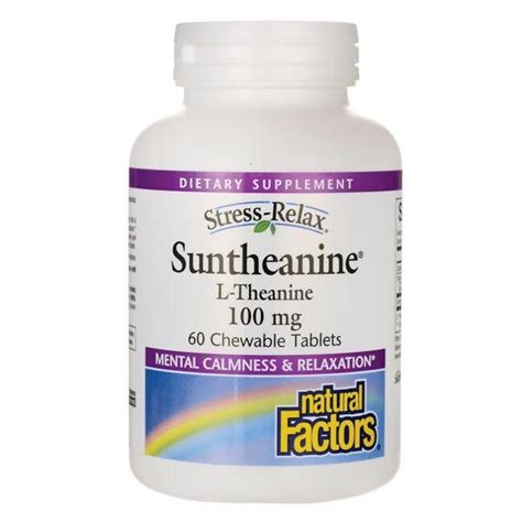 Natural Factors Stress Relax Suntheanine L-Theanine 100 mg 60 Chwbls ...