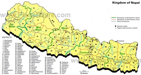 Map of Nepal Districts | PlanetWare