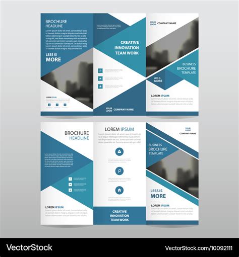 Blue business trifold Leaflet Brochure templates Vector Image