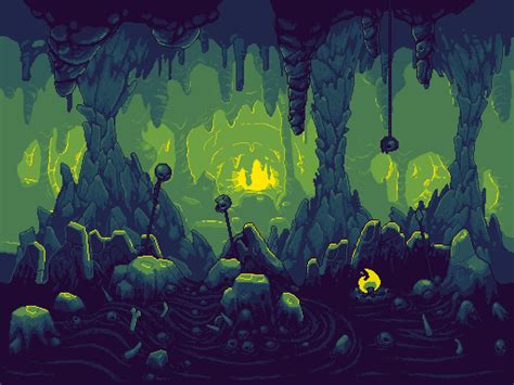 green cave float @ PixelJoint.com | Pixel art landscape, Pixel art games, Pixel art design