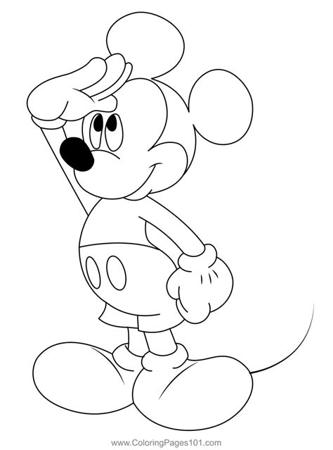 Salute Mickey Mouse Coloring Page for Kids - Free Mickey Mouse ...