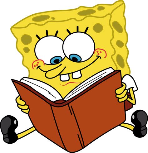 Cartoon Characters Spongebob Reading Book PNG Transparent Background ...