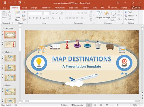 Animated Map Destinations PowerPoint Template