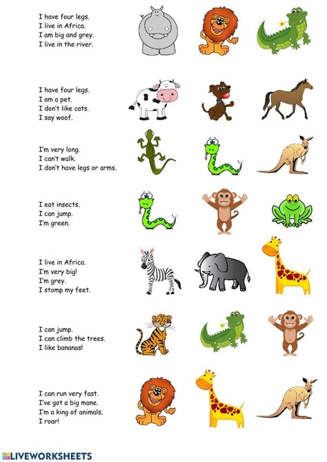 Animal riddles 62774 | eliza211282 | Live Worksheets