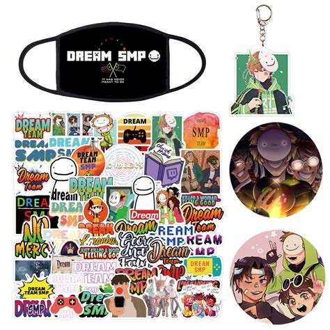 Dream SMP Merch -Dream SMP Stickers,Dream SMP Keychain,Dream SMP pins,Dream SMP mask (SMP Set ...