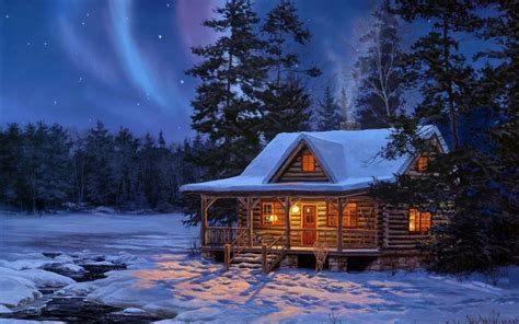 Log Cabin in Snow Wallpaper - WallpaperSafari