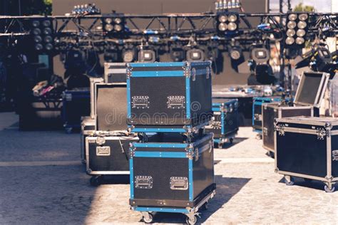 Stage Equipment for a Concert. Concert Stage before a Music Performance Stock Photo - Image of ...