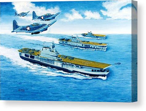 Battle of Midway USS Yorktown CV-4 USS Hornet CV-5 USS Enterprise CV-6 Canvas Print / Canvas Art ...