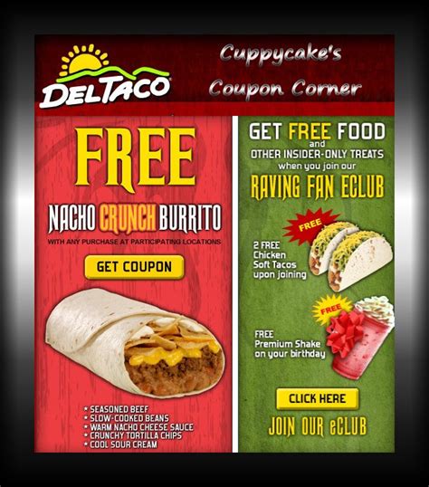 Cuppycake's Coupon Corner: Del Taco FREE Tacos Printable Coupons